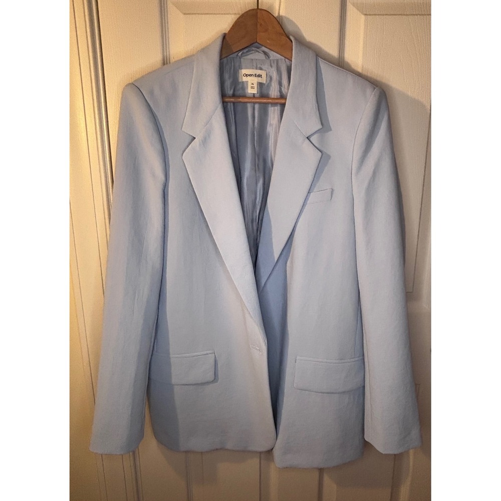 NWOT Open Edit Womens Light Blue Single Button  Blazer Jacket XL RN58665